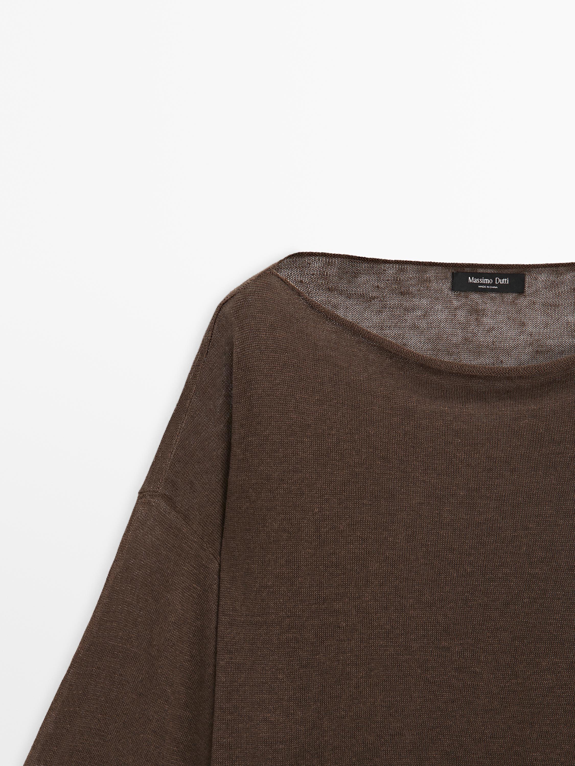 Linen knit boat neck T-shirt